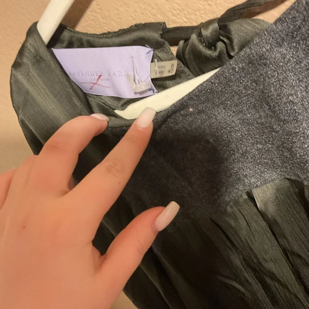 Lavender Label Wera Wang Mixed Media Green Wool Silk Bow Short Sleeve Blouse A 1 - Picture 3 of 3